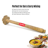 Walgrow Wooden Dal Stirrer / Mixing Mathni – Traditional Manual Wooden Stirring Tool for Dal & Curries (12-Inch, Natural Wood)