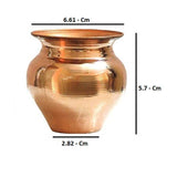 Walgrow Handcrafted Copper Religion Round Plain Kalash/Matka/Lota For Pooja (150-155 ML) - Walgrow.com
