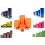 100% Pure Wax Fragranced Long Burning Marble Scented Pillar Round Candles (Set Of 4) - Walgrow.com