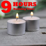 100% Pure Wax Long Burning Tealight Decor Candles, 9 Hours Burn Time (White) - Walgrow.com