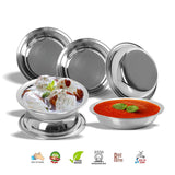 Stainless Steel Traditional Dinnerware Plate/Thali with Mirror Finish (Silver) - Walgrow.com
