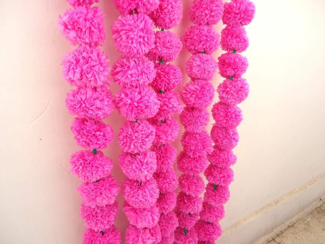 Artificial Marigold Garlands Flower For Home, Office & Festive Event Decoration (Pink) - Walgrow.com