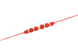 Assorted Design Fancy Velvet Beads Rakhi With Roli & Chawal (Set Of 12, Red) - Walgrow.com