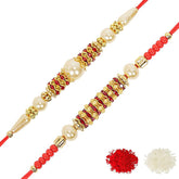 Assorted Raksha Bandhan Attractive Stone Rakhi With Roli & Chawal (Set Of 2, Multi) - Walgrow.com