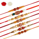 Assorted Stylish Fancy Thread Rakhi With Roli & Chawal (Set Of 7, Multi) - Walgrow.com