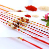 Assorted Wonderful Rudraksha Rakhi For Raksha Bandhan With Roli & Chawal (Set Of 6, Multi) - Walgrow.com