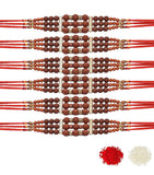 Assorted Wonderful Rudraksha Rakhi Raksha Bandhan With Roli & Chawal (Set Of 6, Multi) - Walgrow.com