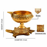 Brass Akhand Oil Lamp Diya/Deepak With Turtle Stand For Puja, Diwali & Gift - Walgrow.com