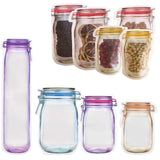 Daily Kitchen Reusable Mason Jar/Bottle Shape Ziplock Freezer Storage Pouch Bags (Extra Large) - Walgrow.com