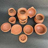 Earthen Doll House Clay/Terracotta Miniature Kitchen Set For Kids Playing (Set Of 11 Pieces, Brown) - Walgrow.com