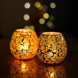 Handcrafted Mosaic Turkish Moroccan Glass Tealight Candle Holder (11 Cm x 12 Cm x 12 Cm, Pack Of 2) - Walgrow.com
