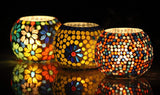Handcrafted Mosaic Turkish Moroccan Tea Light Candle Holders (7.6 Cm x 8.3 Cm x 8.3 Cm, Pack Of 3, Multi) - Walgrow.com