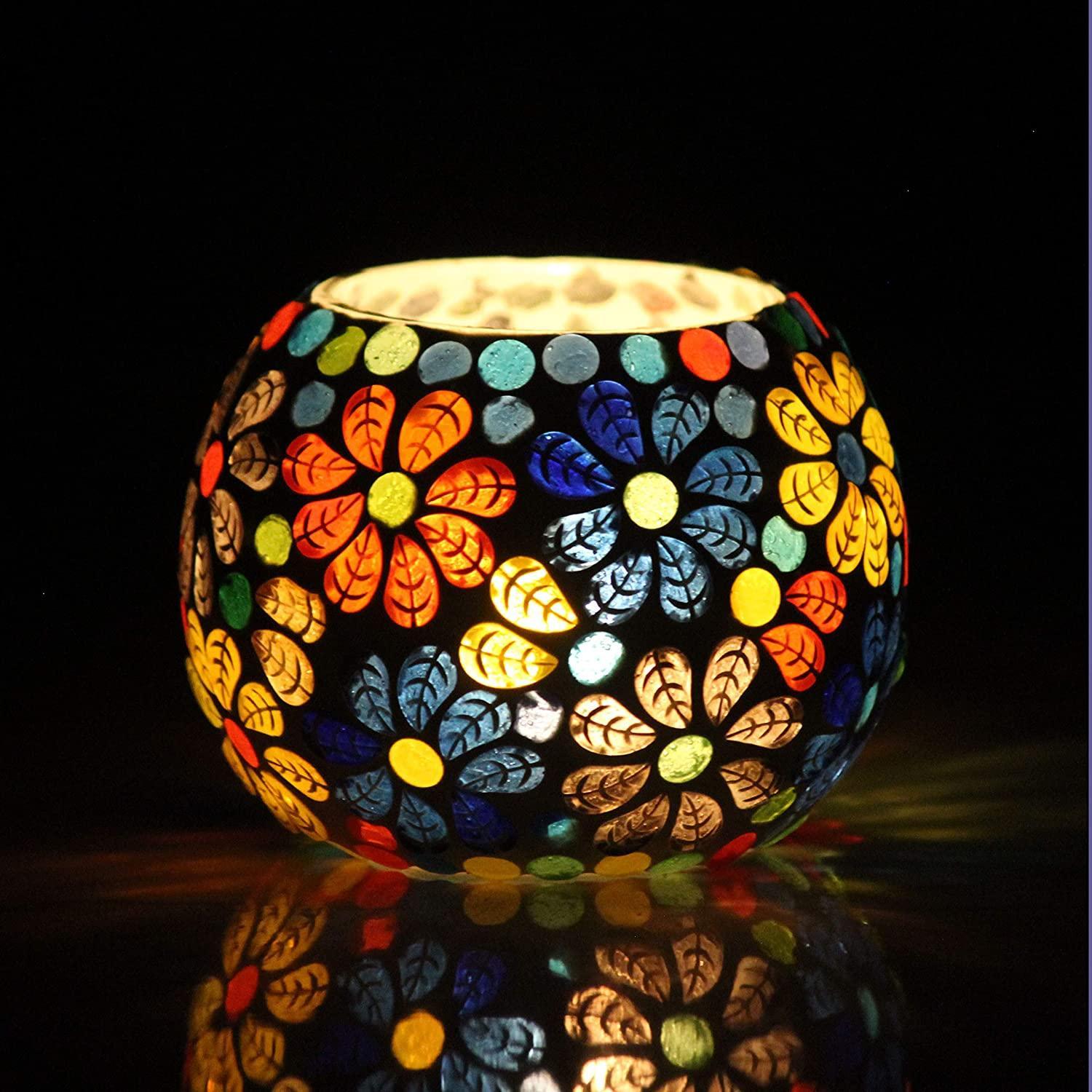 Handcrafted Mosaic Turkish Moroccan Tea Light Candle Holders (7.6 Cm x 8.3 Cm x 8.3 Cm, Pack Of 3, Multi) - Walgrow.com Handcrafted Mosaic Turkish Moroccan Tea Light Candle Holders (7.6 Cm x 8.3 Cm x 8.3 Cm, Pack Of 3, Multi) - Walgrow.com