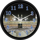 Islamic Mecca Madina Stylish Analog Round Wall Hanging Clock with Glass (Black) - Walgrow.com