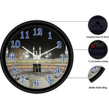 Islamic Mecca Madina Stylish Analog Round Wall Hanging Clock with Glass (Black) - Walgrow.com
