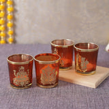 Laxmi and Ganesh Votive Glass Tealight Candle Holders For Gift, Home Décoration - Walgrow.com