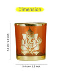 Laxmi and Ganesh Votive Glass Tealight Candle Holders For Gift, Home Décoration - Walgrow.com