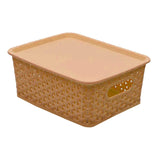 Long Lasting Durable Multipurpose Attractive Plastic Storage Baskets with Lid (Small, Set Of 3, Multicolor) - Walgrow.com