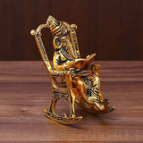 Lord Ganesha Statue Sitting on A Chair and Reading For Pooja, Home Décor & Gifts Purpose - Walgrow.com