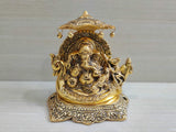 Lord Ganesha Under Chattar on Bird Style Boat Statue For Pooja, Home Décor & Gifts Purpose - Walgrow.com