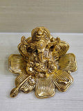 Metal Flower Lord Ganesha Statue For Pooja, Home Décor & Gifts Purpose - Walgrow.com