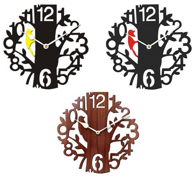 Modern Designer Wooden Round Nature Without Glass Hanging Analog Wall Clock - Walgrow.com