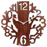 Modern Designer Wooden Round Nature Without Glass Hanging Analog Wall Clock - Walgrow.com