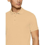 Plain Super Soft Blend Cotton Summer Men's Half Sleeve Regular Fit Polo Shirt (Small, Beige) - Walgrow.com