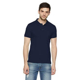 Plain Super Soft Blend Cotton Summer Men's Half Sleeve Regular Fit Polo Shirt (Small, Navy Blue) - Walgrow.com