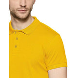 Plain Super Soft Blend Cotton Summer Men's Half Sleeve Regular Fit Polo Shirt (Small, Yellow) - Walgrow.com