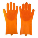 Reusable Magic Silicone Dishwashing Scrubbing Gloves Tool For Kitchen Cleaning (Orange) - Walgrow.com