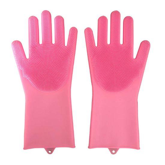 Reusable Magic Silicone Dishwashing Scrubbing Gloves Tool For Kitchen Cleaning (Pink) - Walgrow.com