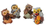 Showpiece Figurines Musical Instruments Playing 4 Owls Garden Statues For Décor - Walgrow.com