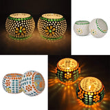 Sparkle Moroccan Mosaic Glass Votives Tealight Candle Holders For Home Décor - Walgrow.com