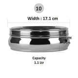 Stainless Steel Belly Shape Spices/Masala Dabba/Box with Lid, 7 Containers and Spoon (1.1 Ltr, Silver) - Walgrow.com