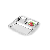 Stainless Steel Divided Partition/Compartments Lunch/Dinner Plate/Thali (29 Cm, Silver) - Walgrow.com