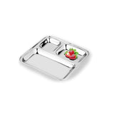 Stainless Steel Divided Partition/Compartments Lunch/Dinner Plate/Thali (29 Cm, Silver) - Walgrow.com