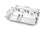 Stainless Steel Divided Partition/Compartments Lunch/Dinner Plate/Thali (33 Cm, Silver) - Walgrow.com