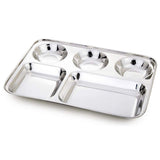 Stainless Steel Divided Partition/Compartments Lunch/Dinner Plate/Thali (33 Cm, Silver) - Walgrow.com