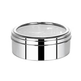 Stainless Steel Round Spices Dabba/Box/Organiser with Lid, 7 Containers & Spoon - Walgrow.com