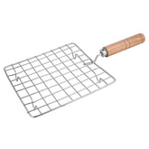 Stainless Steel Square Roaster Grill with Wooden Handle For Kitchen Cooking - Walgrow.com