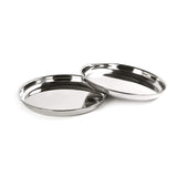 Stainless Steel Unique Heavy Gauge Deep Wall Snack Plates with Mirror Finish (24.3 Cm, Silver) - Walgrow.com