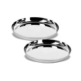 Stainless Steel Unique Heavy Gauge Dinner Plates with High Polish Mirror Finish (27 Cm, Silver) - Walgrow.com