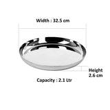 Stainless Steel Unique Heavy Gauge Dinner Plates with High Polish Mirror Finish ( 32.5 Cm, Silver) - Walgrow.com