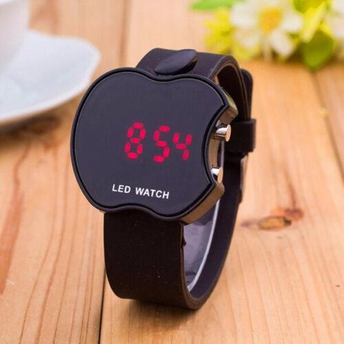 Stylish Apple Shaped LED Screen Digital Watch Great Gift Kids For Boys and Girls Black