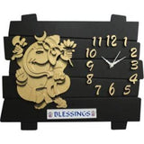 Traditional Lord Religion Square Analog Wall Home Decor Clock (Lord Ganesha, Black and Golden) - Walgrow.com