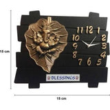 Traditional Lord Religion Square Analog Wall Home Decor Clock (On Leaf Ganesha, Black and Golden) - Walgrow.com