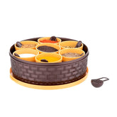 BPA Free Multipurpose Round 7 In 1 Section Plastic Spices/Masala Storage Dabba/Box (Round, Brown) - Walgrow.com
