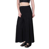 Women's Casual Wide Leg Solid Color Mid Rise Loose Fit Palazzo Pants (One Size, Black) - Walgrow.com