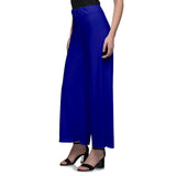 Women's Casual Wide Leg Solid Color Mid Rise Loose Fit Palazzo Pants (One Size, Blue) - Walgrow.com